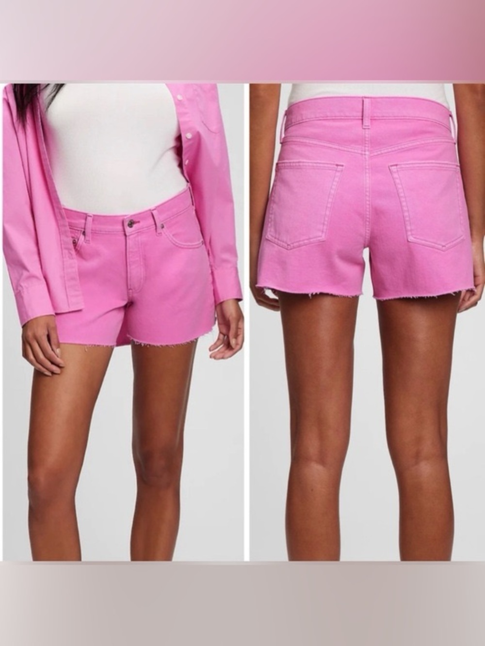 GAP Hot PinkLow Stride Denim Cutoff Raw Hem Shorts
